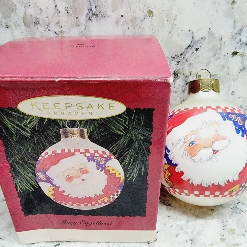 Hallmark Keepsake 1995 Mary‎ Engelbreit Santa Glass Ball Ornament QX2409